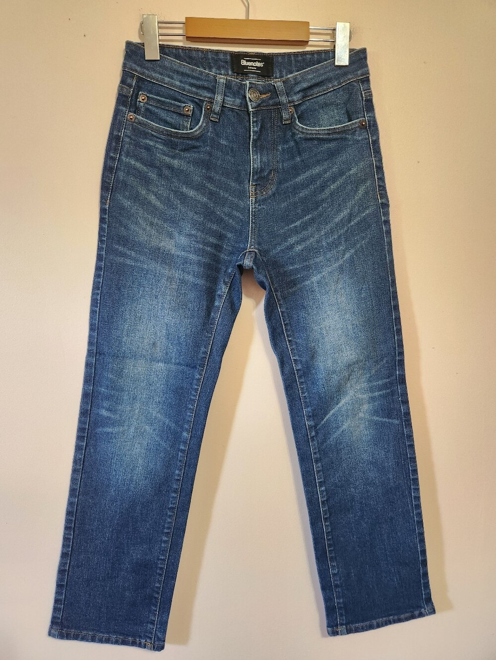 Bluenotes Mens Brodie Slim Straight Jeans Medium Wash Whiskered Denim 28